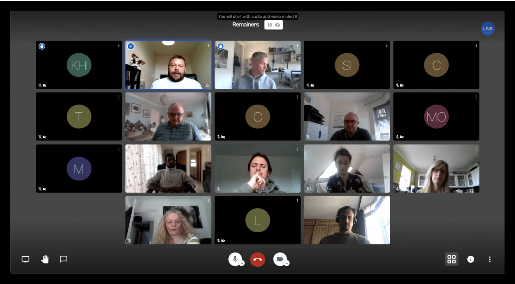 Moderator grid view of video conference