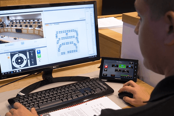 Crestron being used during a meeting