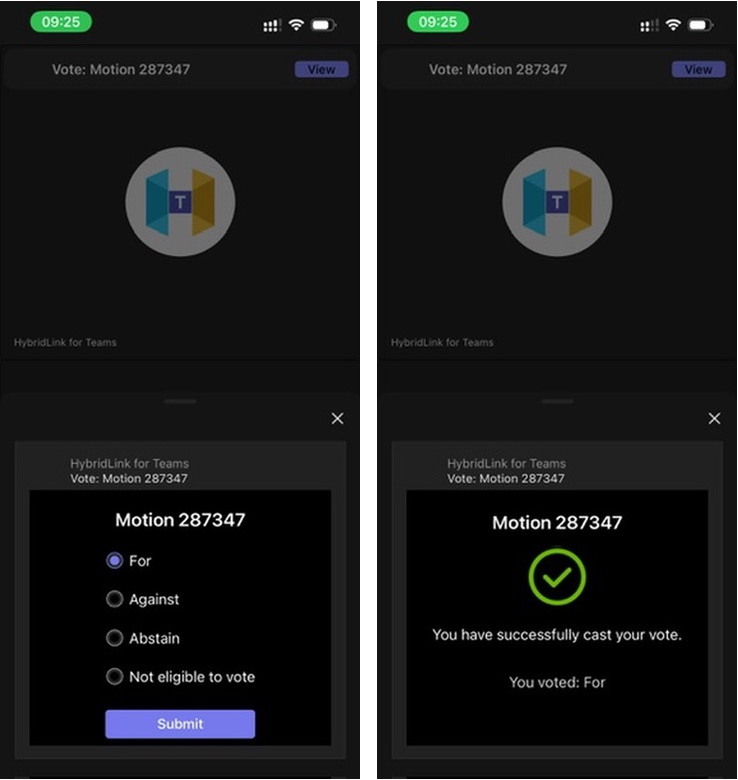 The vote automatically showing up on mobile when starting.